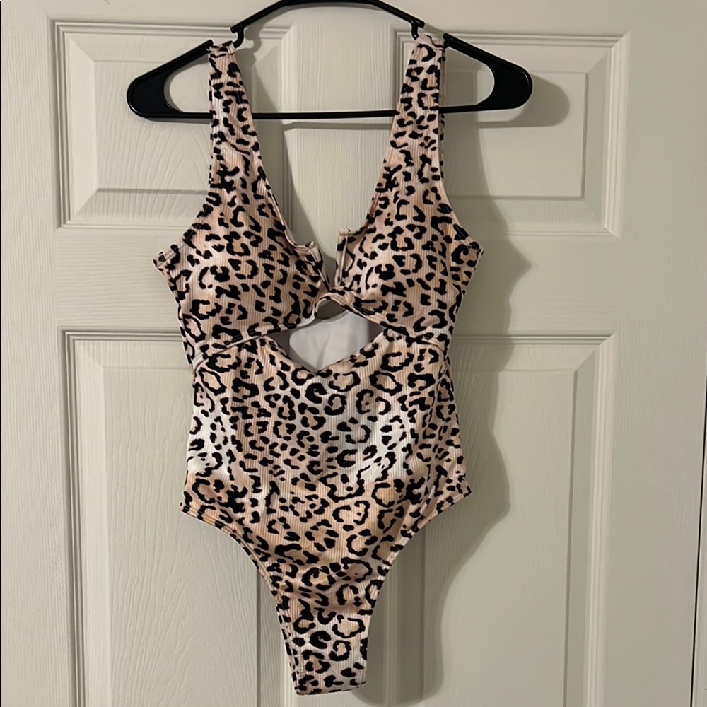 Leopard Print Cutout Swimsuit